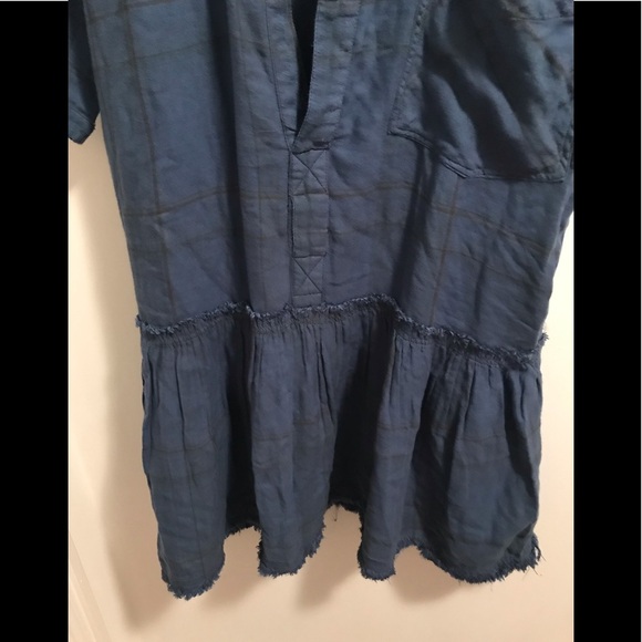 SALE NWT Free People Love Buzz Dress Med Blue Plaid - Picture 6 of 14